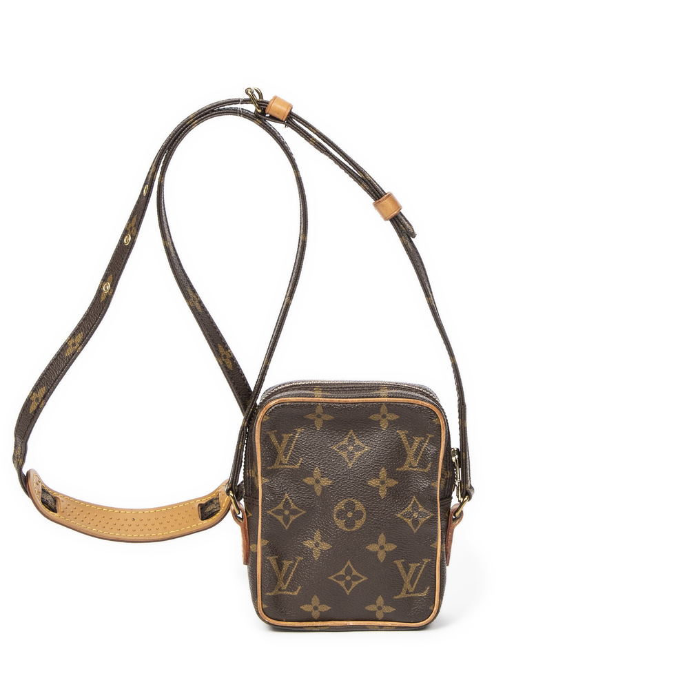 Louis Vuitton Brown Monogram Crossbody Shoulder Bag with Tan Trim